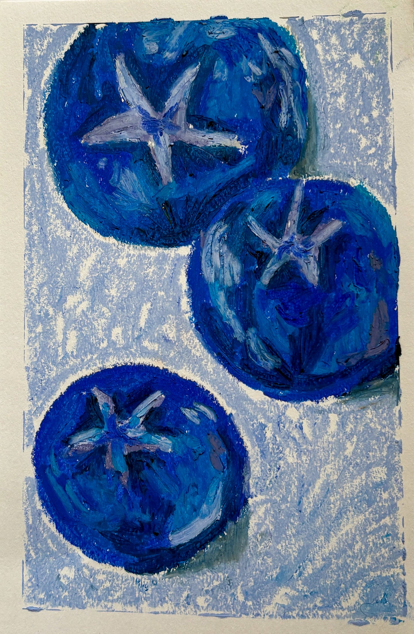 Blueberries - Oil pastel original - 5.5 x 8.5