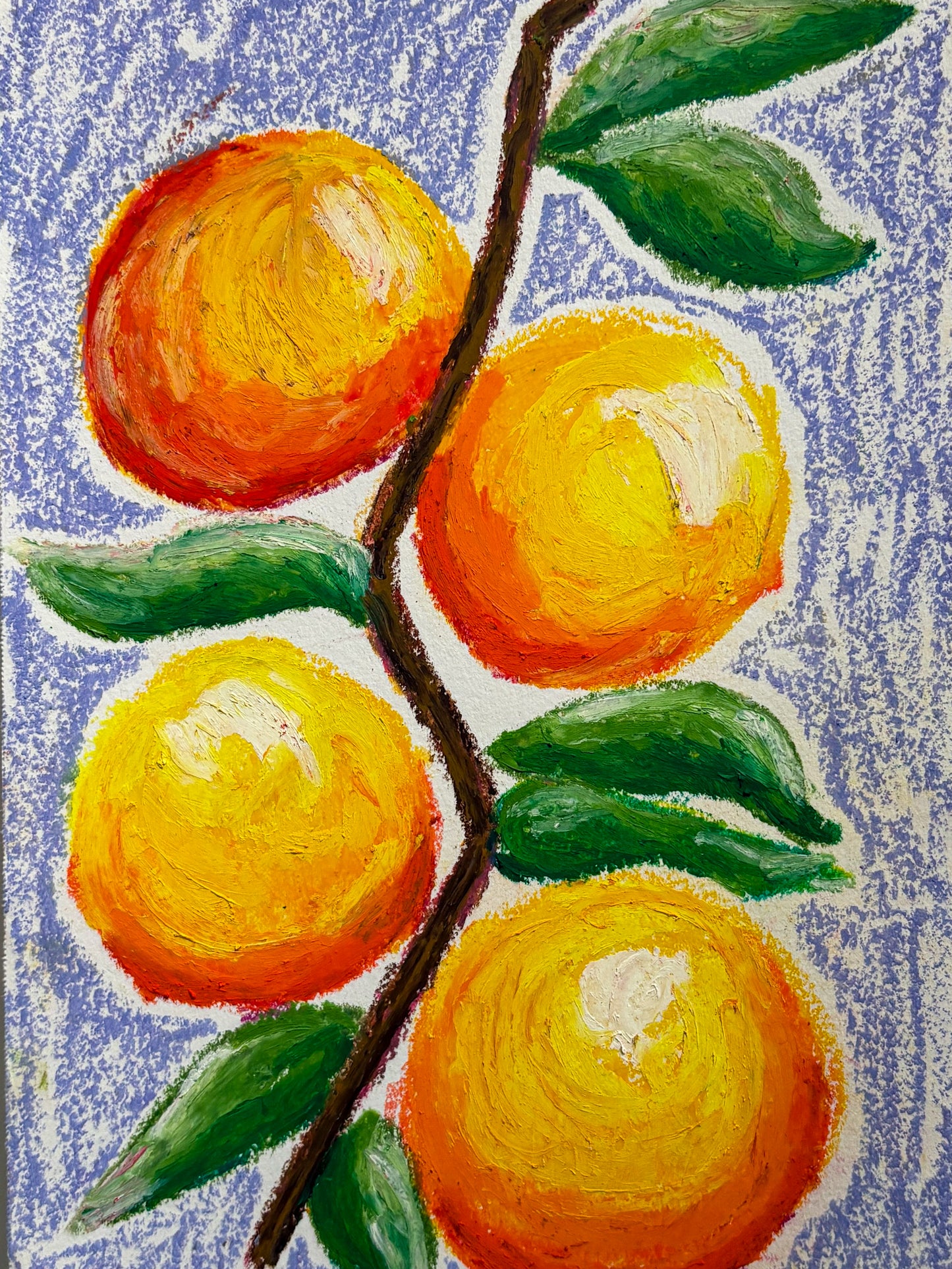 oranges - oil pastel original - 5.5x8.5