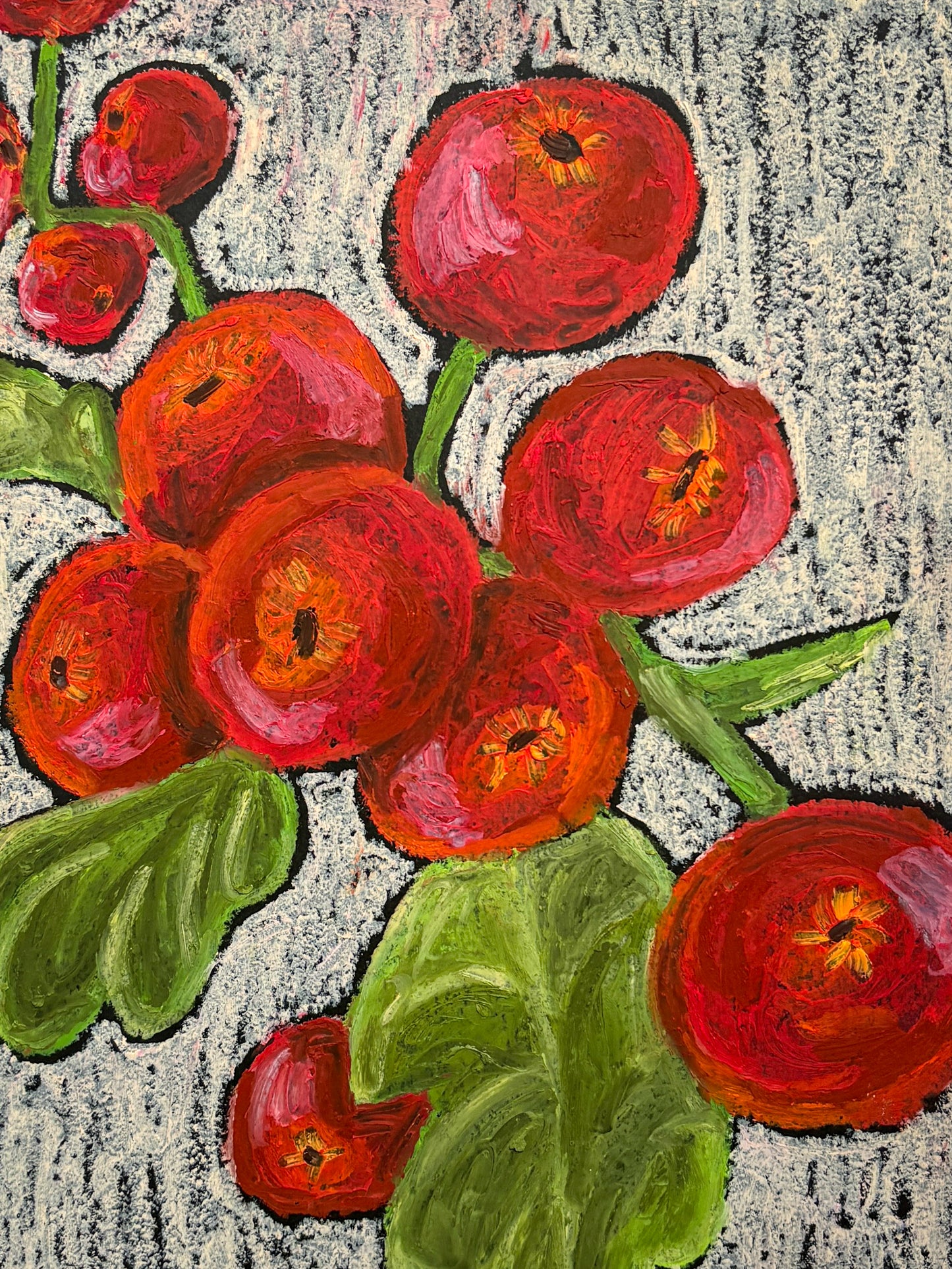 Cranberry - oil pastel original - 9 x 12