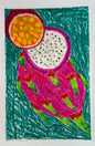 dragon fruit 1 - oil pastel original - 5.5x8.5