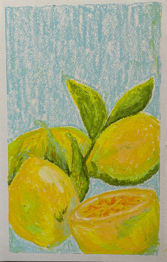 Lemon - oil pastel original - 5.5 x 8.5