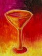 Cosmo glass in red - oil pastel original - 5.5 x 8.5