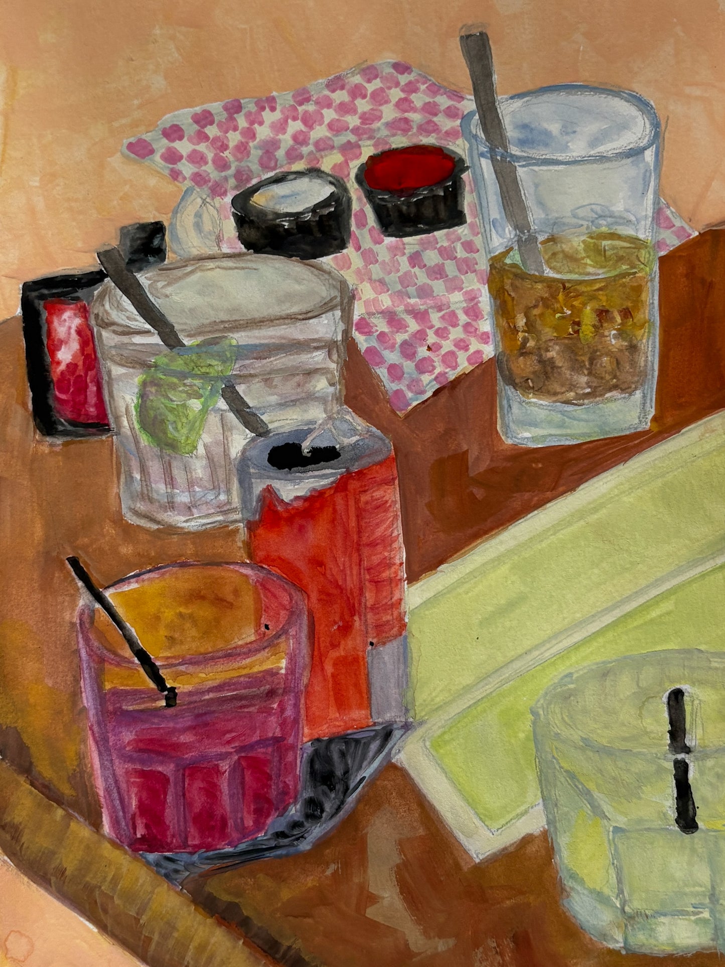 Pregame - gouache original - 5.5 x 8.5