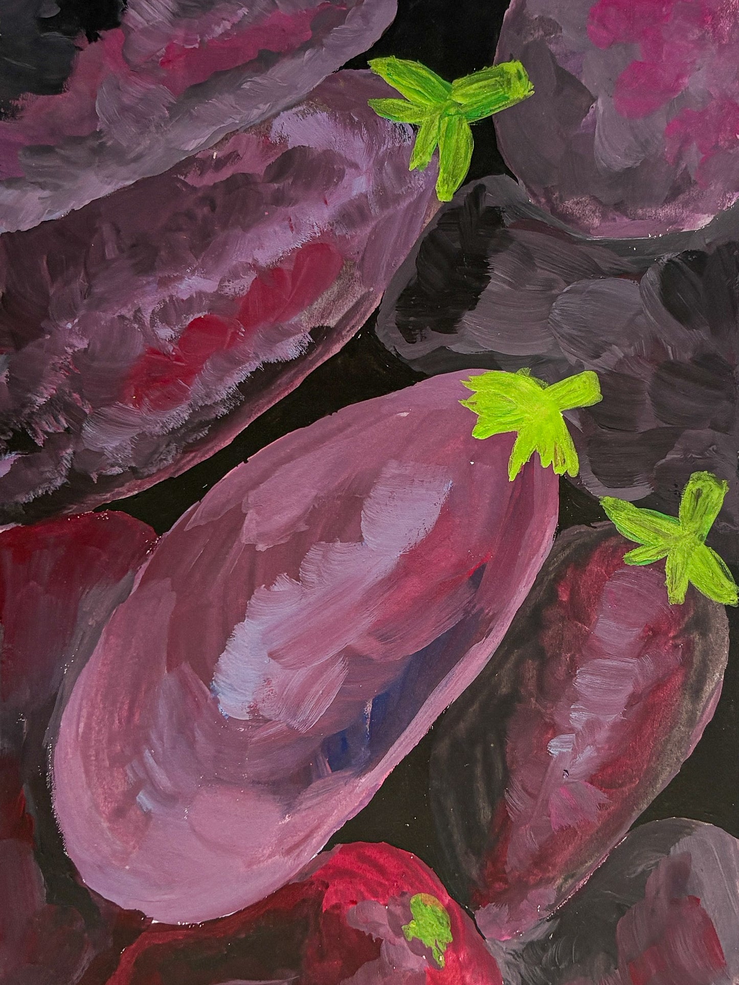 Eggplant - gouache original - 5.5 x 8.5