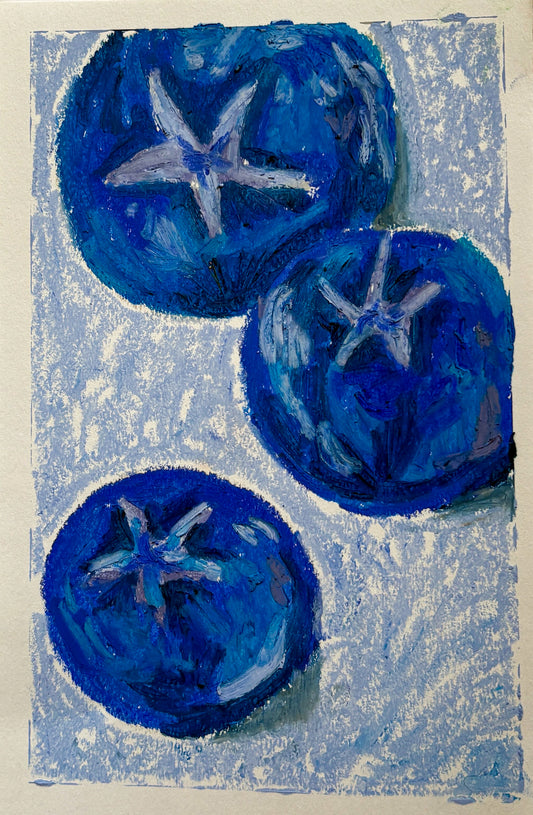 Blueberries - Oil pastel original - 5.5 x 8.5