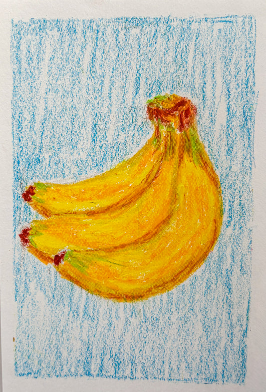 banana - oil pastel original- 5.5 x 8.5.