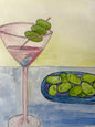 Martinis & Olives  - Watercolor original marker - 5.5 x 8.5