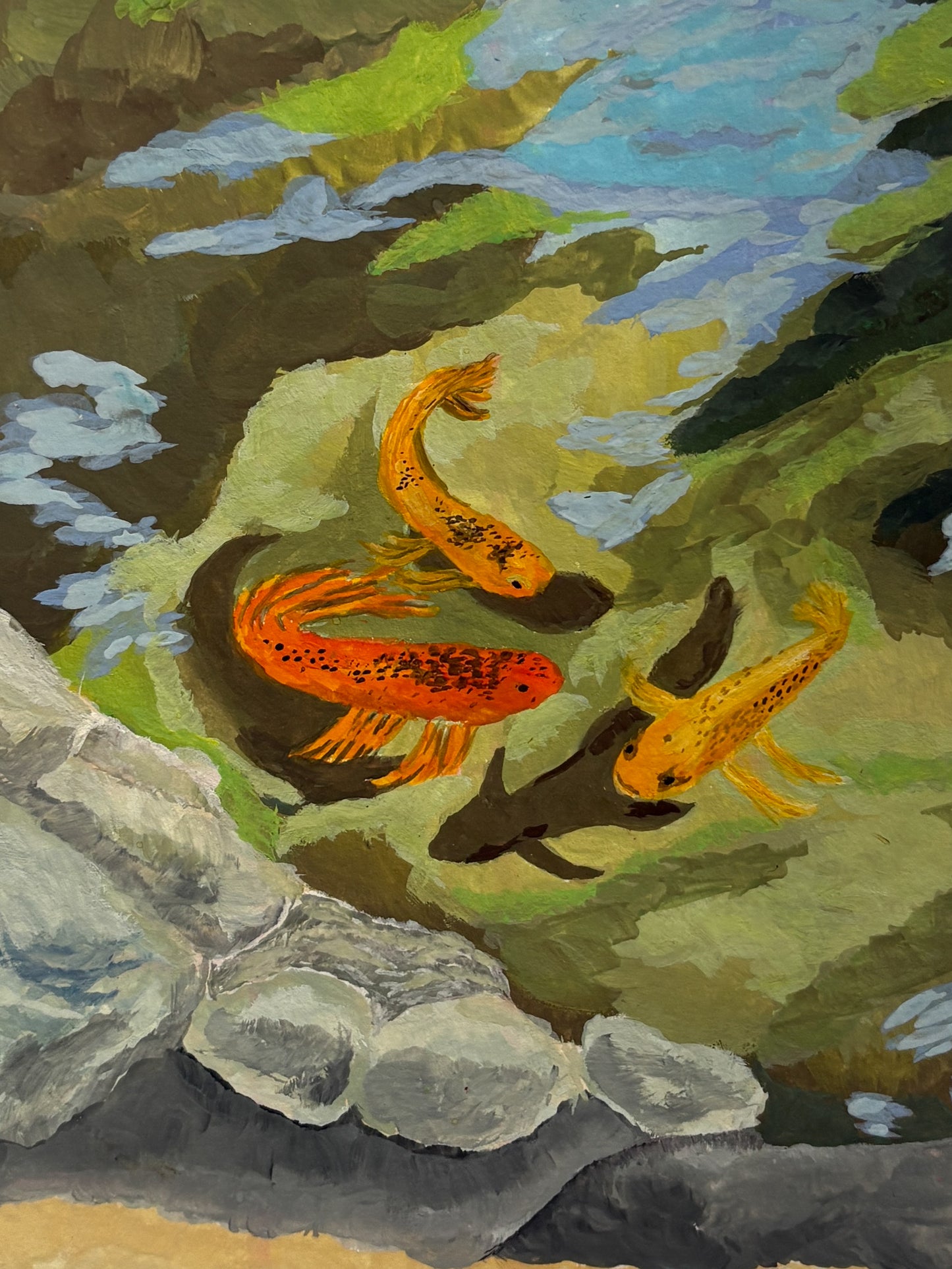 Koi pond - Gouache Original - 5.5 x 8.5