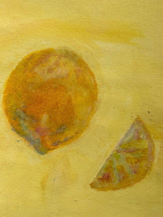 Lemons with a slice - Gouache original - 5.5 x 8.5