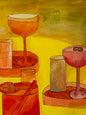 Restaurant drinks - gouache original - 5.5 x 8.5