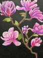 Pink flower branch - oil pasted original - 7 x 10
